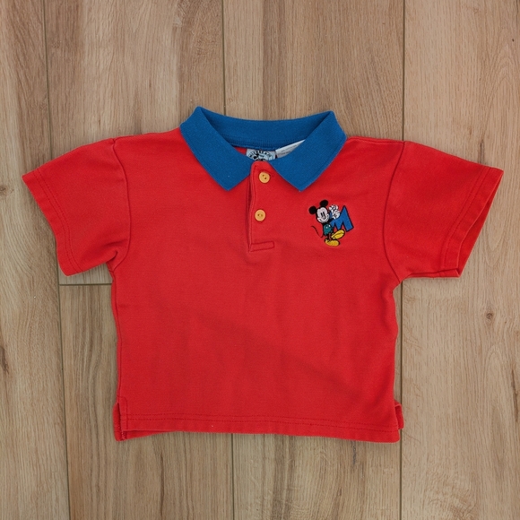 Vintage Disney Mickey Mouse Embroidered Cotton Polo T-shirt - Picture 1 of 5